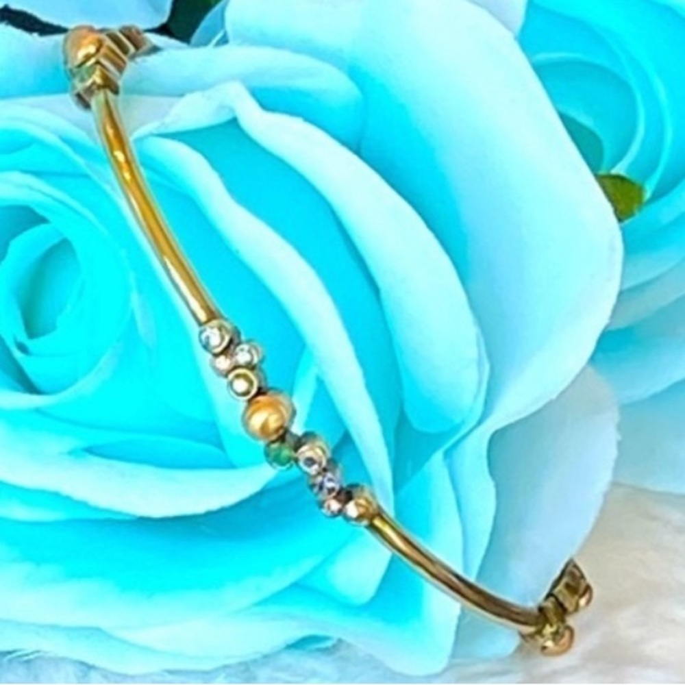 Brighton CRYSTAL PALACE Green/Gold/Crystal Bangle Bracelet - Picture 1 of 4